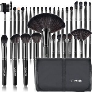 Vander 32pcs Black Professional Premium Synthetic Makeup Brushes Set With Case
